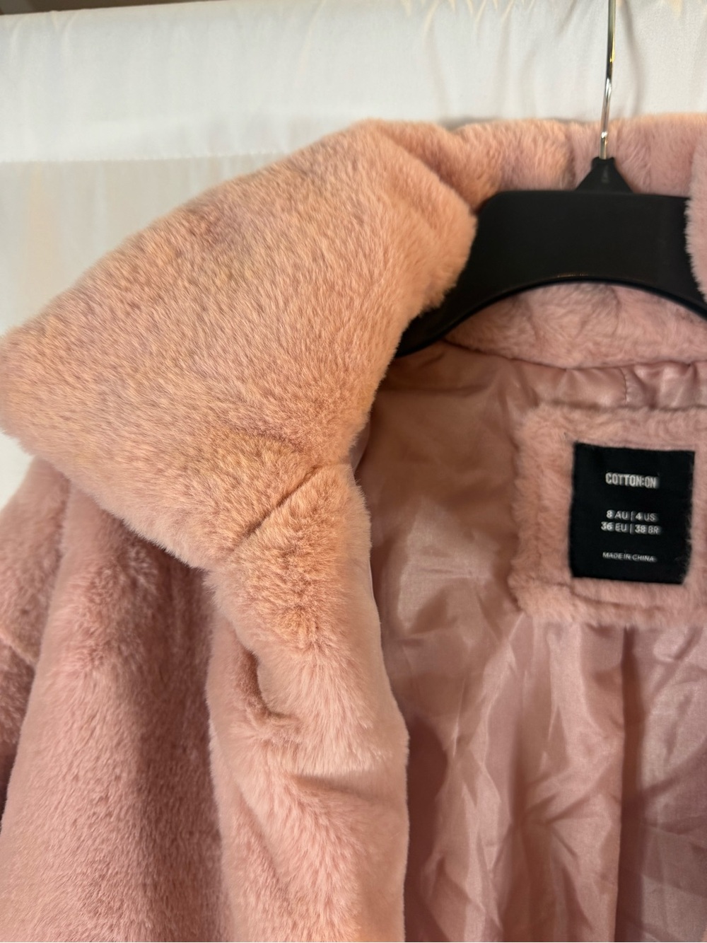 Cotton On Dusty Pink Faux Fur Cropped Teddy Jacket size:4 - Picture 10 of 13